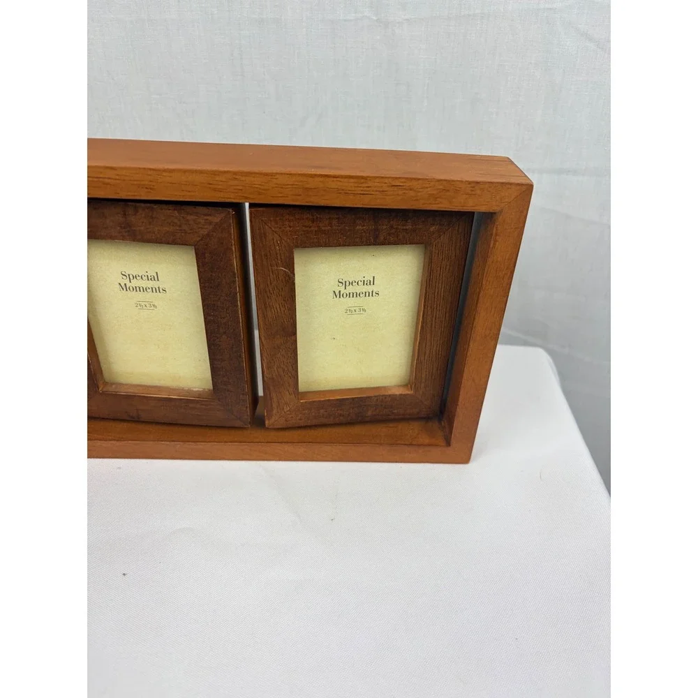 Special Moments Wood Rotating Triple Picture Frame Brown 3 Photo Swivel Display